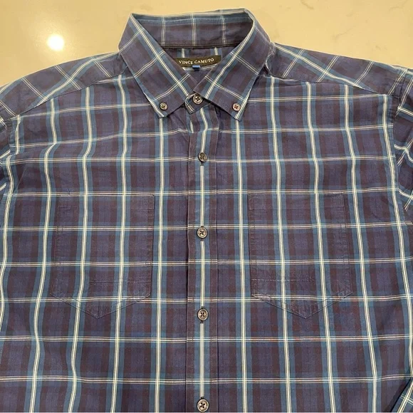 Vince Camuto Blue Plaid Dress Shirt - Picture 3 of 6